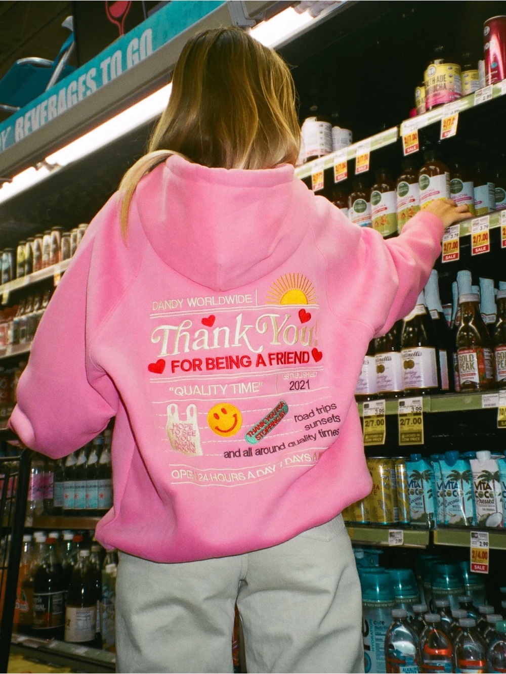 Dandy Worldwide “Quality Time” Oversized Lux Hoodie in Pink 💗